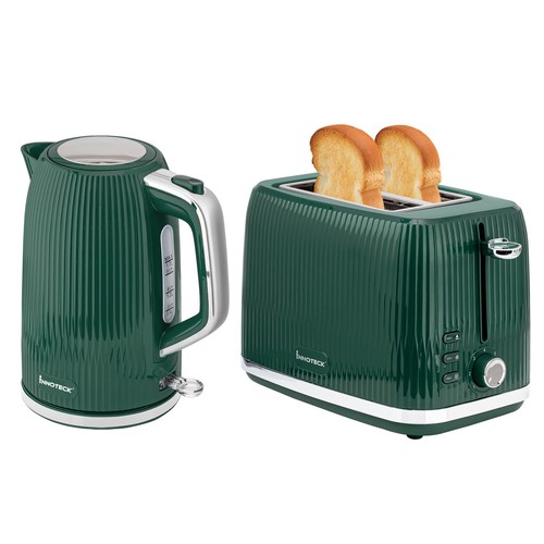 Green kettle and toaster - set, 2
