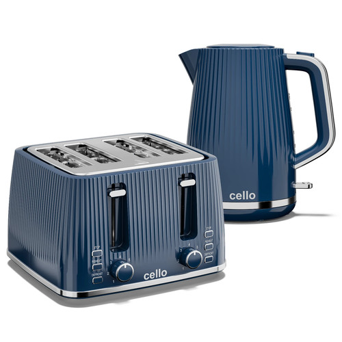 Cello blue kettle and toaster - and,