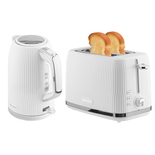 White kettle and toaster - kettle,
